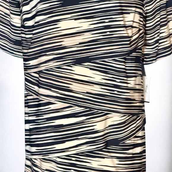 Connected Apparel 22W Tiered Sheath Dress Black Beige Stretch Slimming Lined NWT - Picture 5 of 10